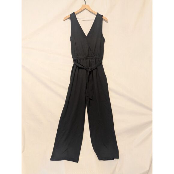 👗 The Drop M Sleeveless Wrap Jumpsuit Black Stretch Knit @caralynmirand - Picture 4 of 6